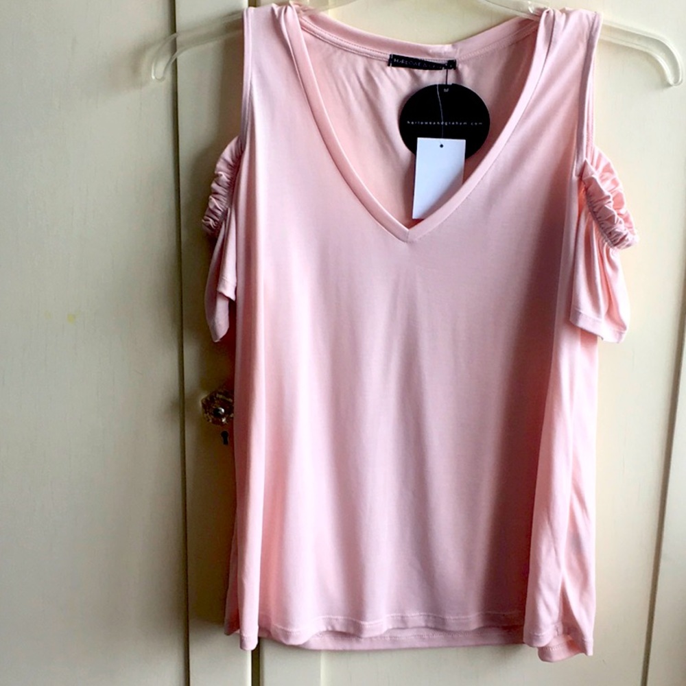 PINK TOP BARE SHOULDER HARLOWE & GRAHAM NORDSTROMS S NWT